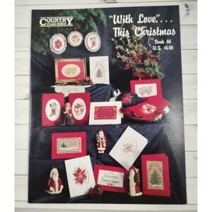 Country Cross Stitch With Love This Christmas Words, Tree, Poinsettia Patterns